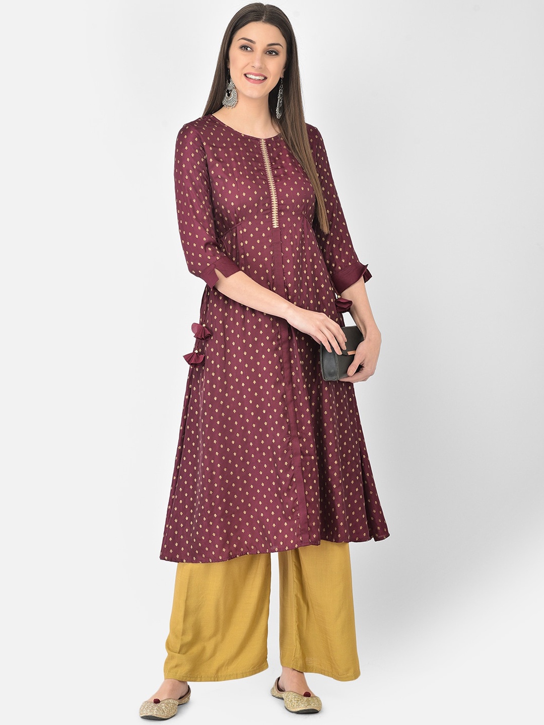 

Span Women Purple Ethnic Motifs Embroidered Kurta
