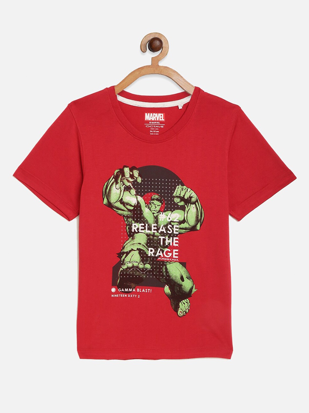 

Octave Boys Red Printed Cotton T-shirt