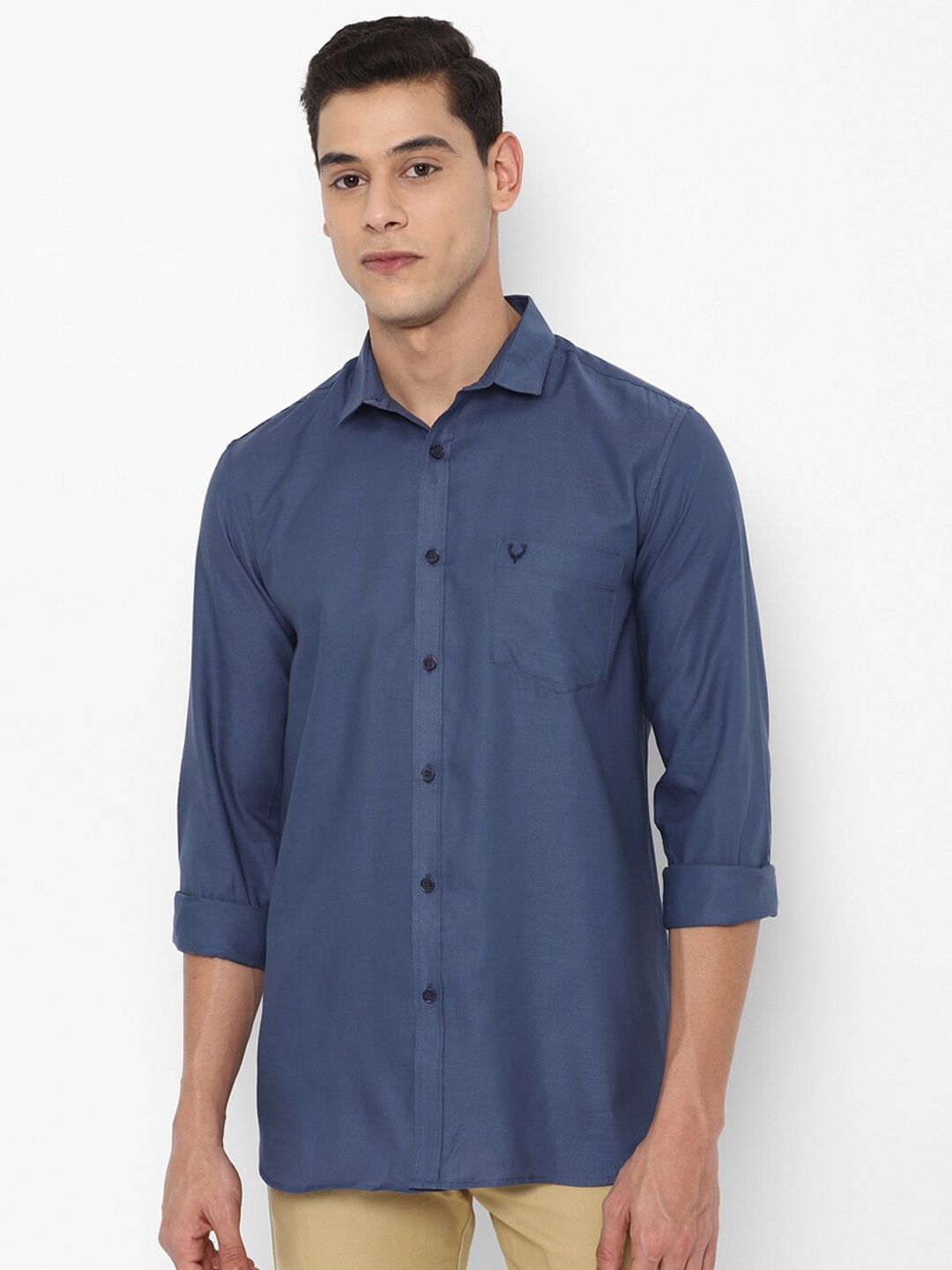

Allen Solly Men Navy Blue Slim Fit Cotton Casual Shirt