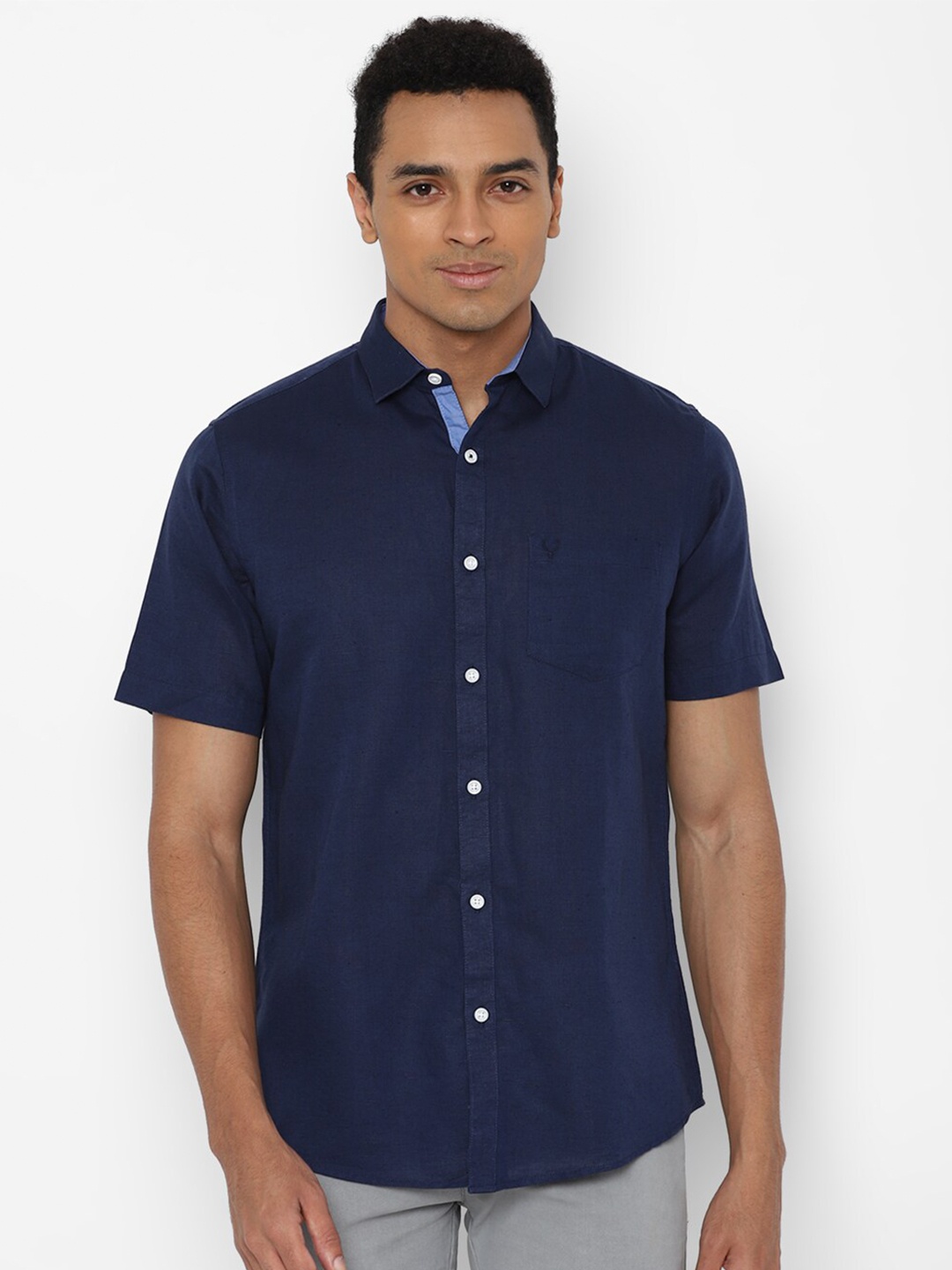 

Allen Solly Men Navy Blue Slim Fit Linen Casual Shirt