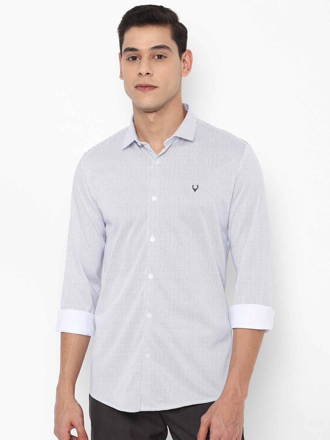 

Allen Solly Men Grey Slim Fit Printed Cotton Casual Shirt