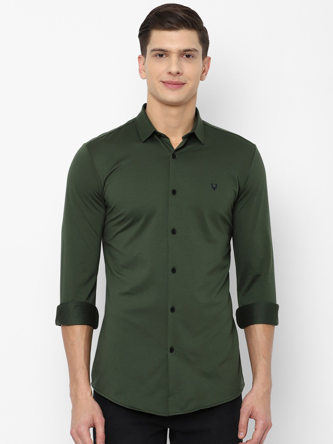 

Allen Solly Men Olive Green Slim Fit Casual Shirt