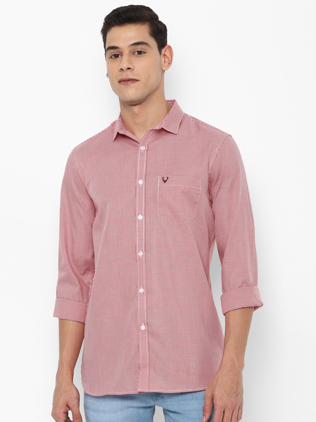 

Allen Solly Men Pink Slim Fit Micro Checks Checked Cotton Casual Shirt