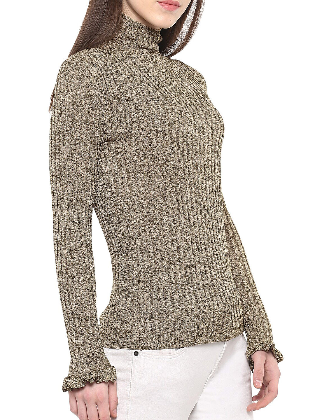 

Polo Ralph Lauren Women Brown Ribbed Cotton Pullover
