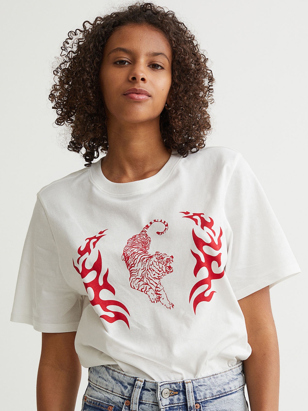 

H&M White Printed T-shirt
