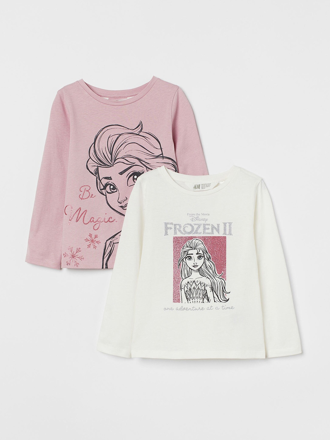 

H&M Girls White & Pink Pure Cotton 2-Pack Printed Tops