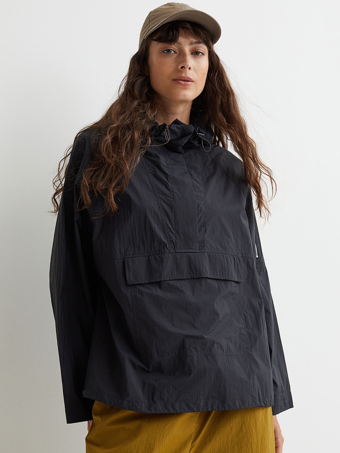 

H&M Black Nylon Popover Jacket