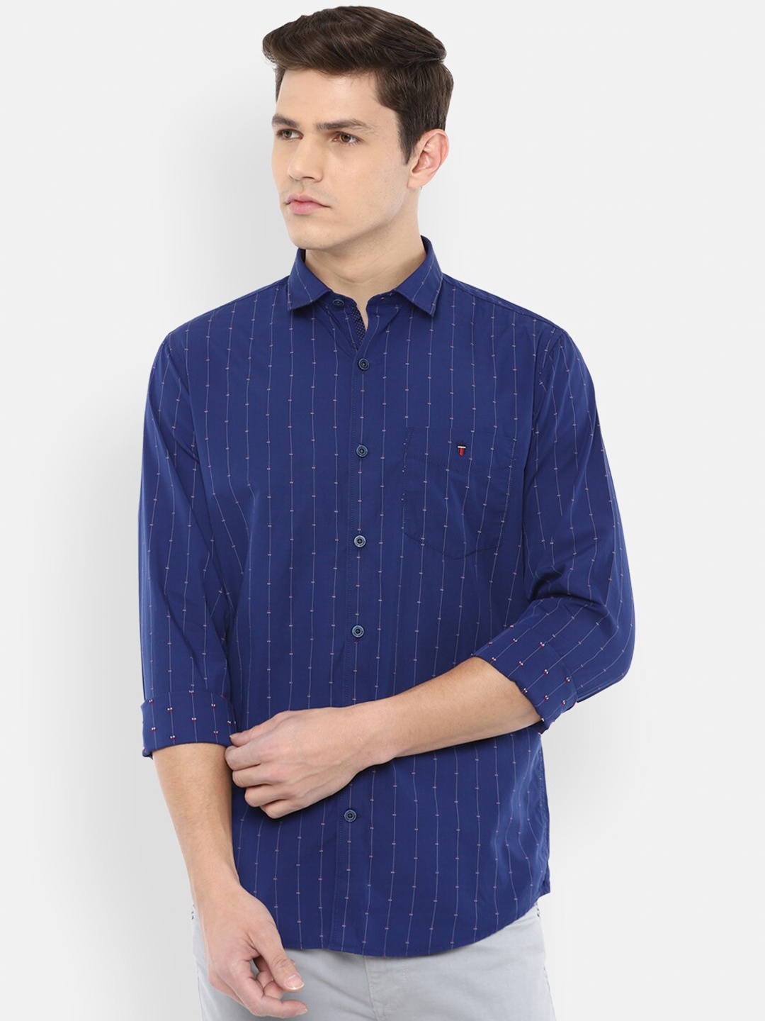 

Louis Philippe Sport Men Blue Slim Fit Striped Cotton Casual Shirt
