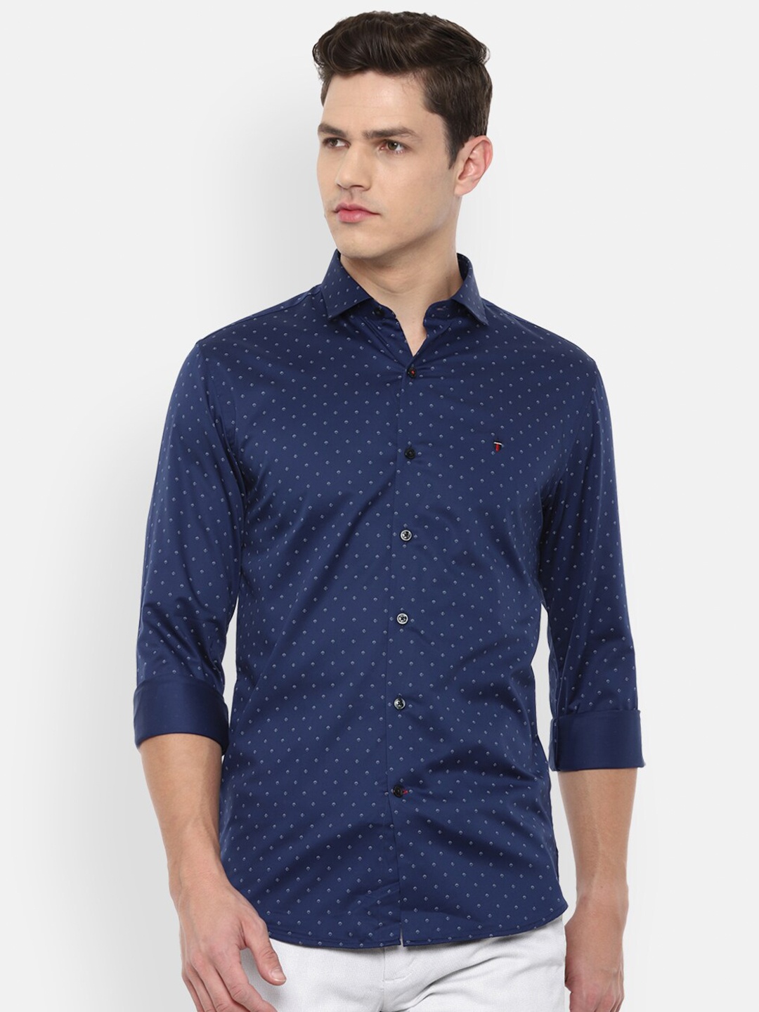 

Louis Philippe Sport Men Navy Blue Slim Fit Printed Pure Cotton Casual Shirt