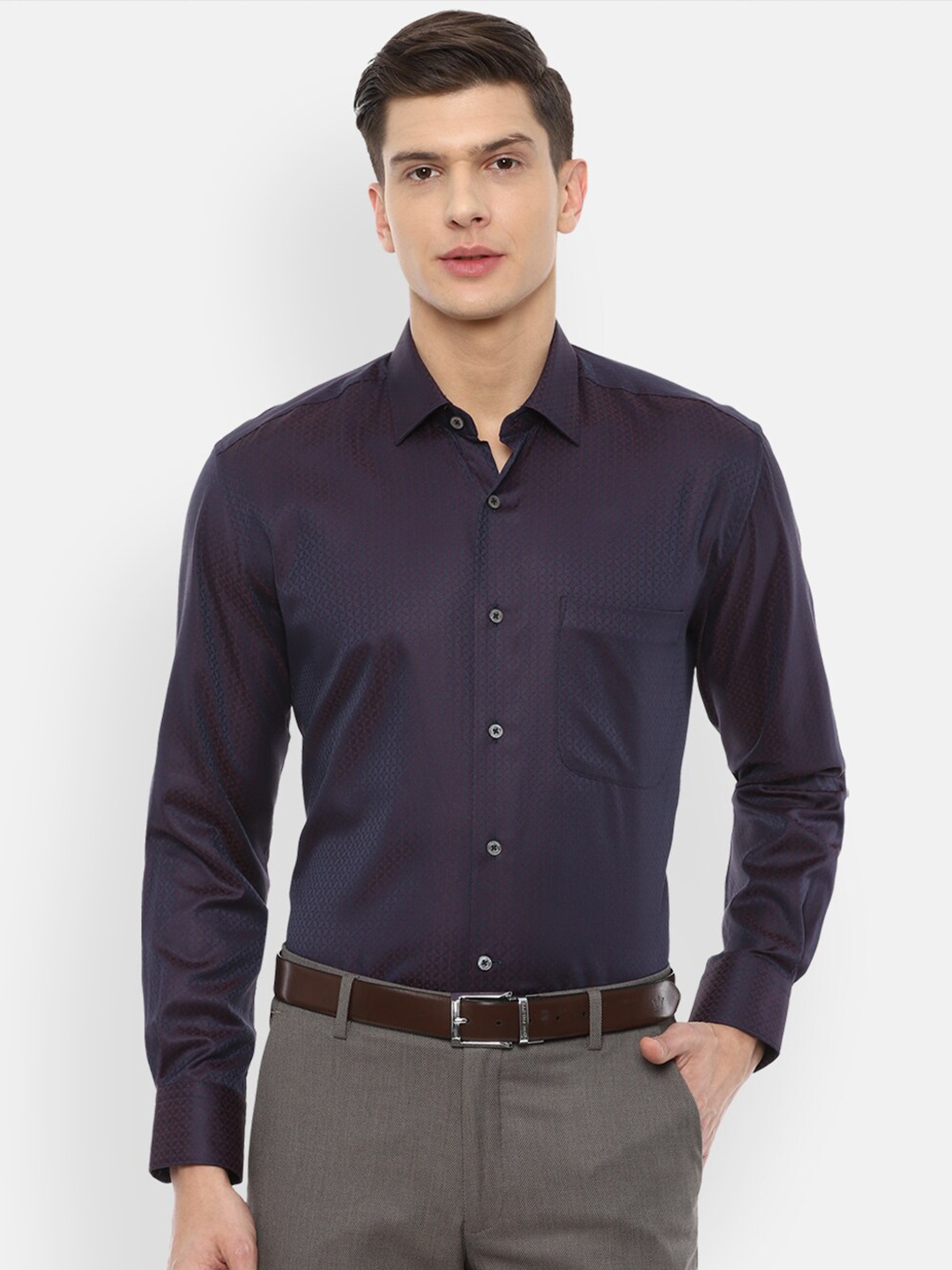 

Luxure by Louis Philippe Men Navy Blue Regular Fit Cotton Formal Shirt