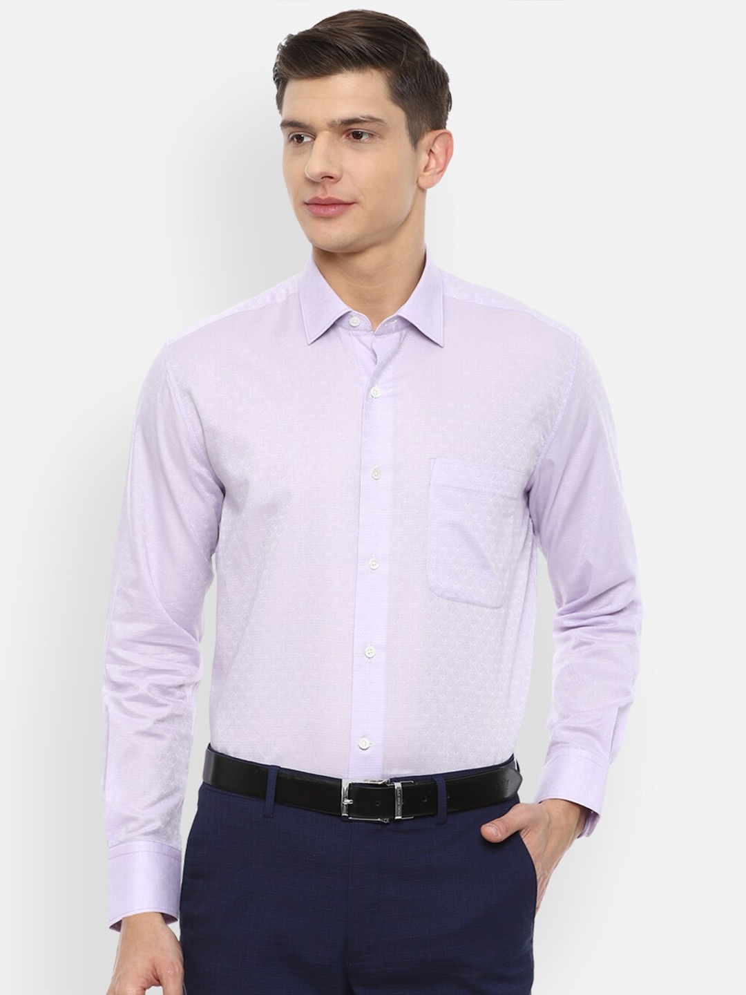 

Luxure by Louis Philippe Men Purple Printed Pure Cotton Formal Shirt