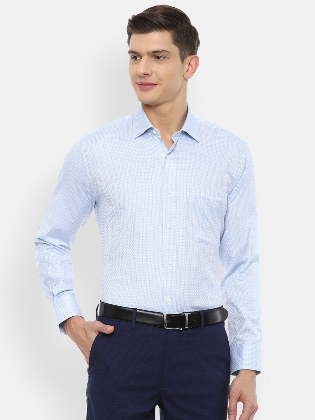 

Luxure by Louis Philippe Men Blue Regular Fit Pure Cotton Formal Shirt