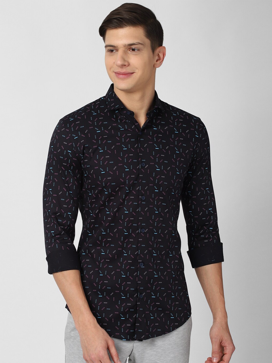 

Peter England Perform Athletic Fit Printed Casual Shirt, Black