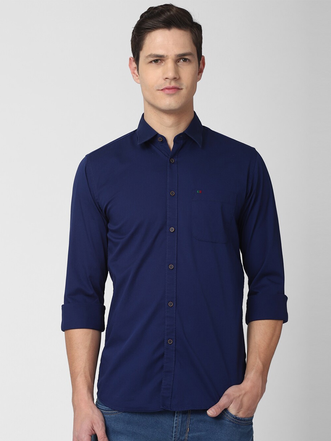 

Peter England Casuals Men Navy Blue Slim Fit Casual Shirt