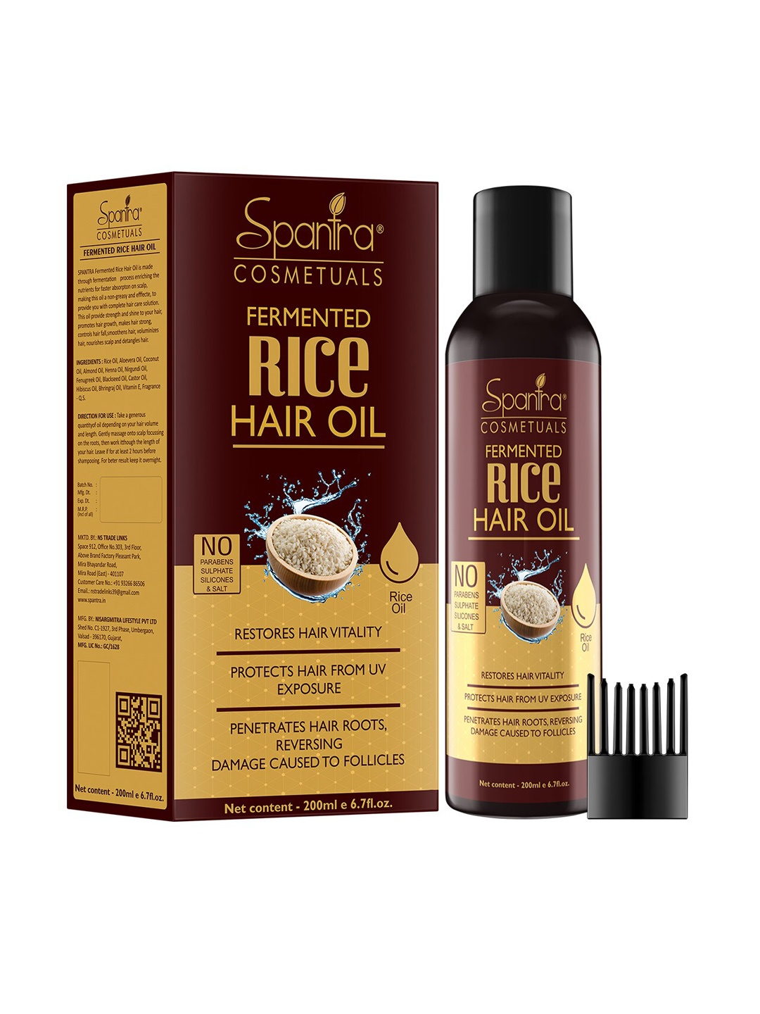 

Spantra Fermented Rice & Vitamin E Hair Care Set For Hair Growth & UV Protected Hair, Brown