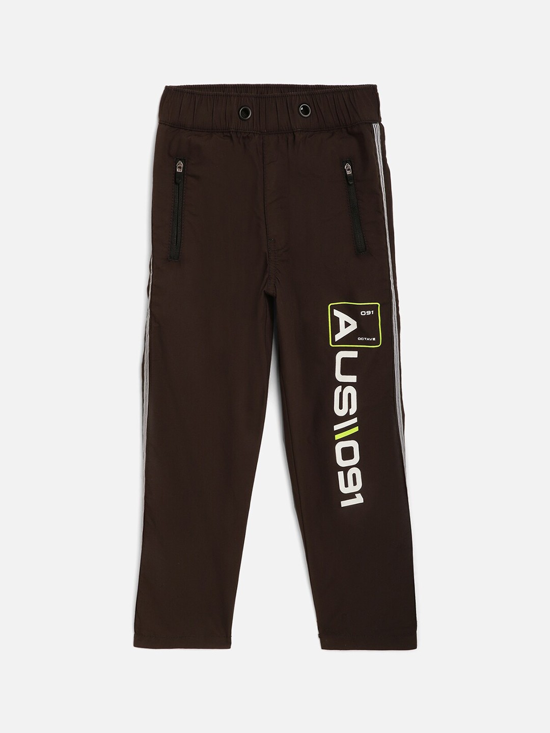 

Octave Boys Olive Green Solid Cotton Track Pants With Side Stripe