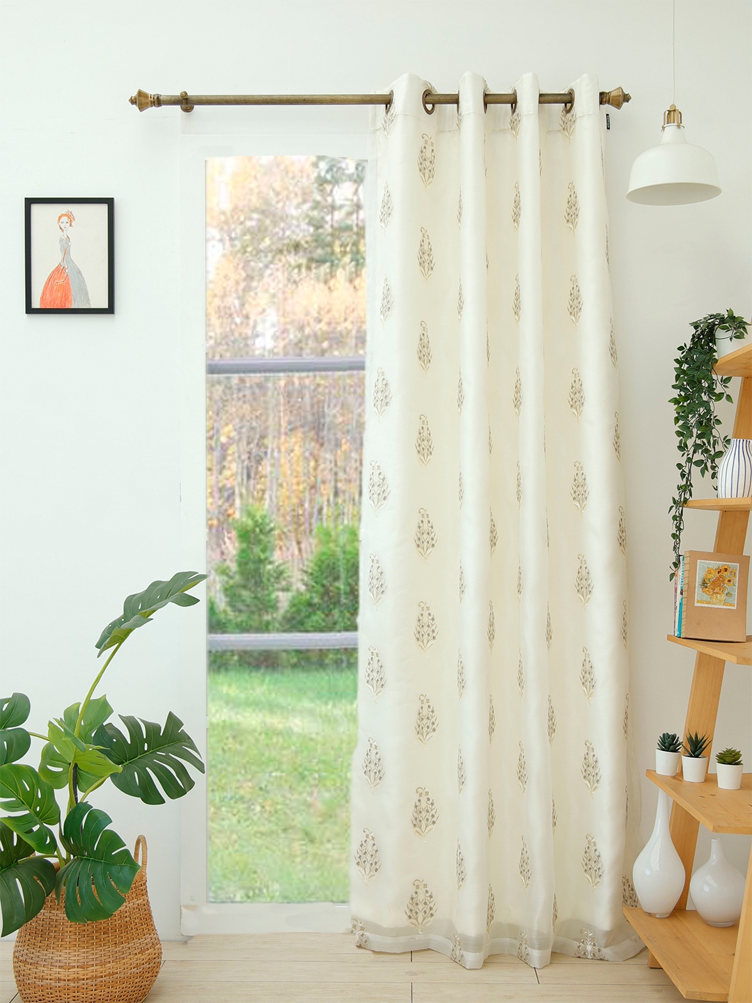 

Ariana Beige Ethnic Motifs Room Darkening Long Door Curtain