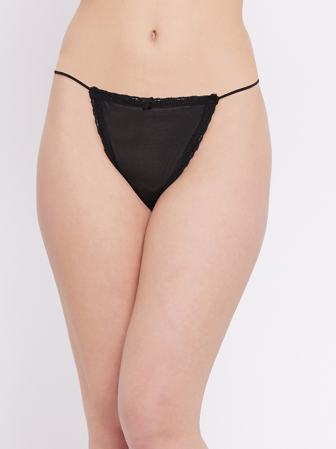 

SECRETS BY ZEROKAATA Women Black Self Design Lace Bikini Brief