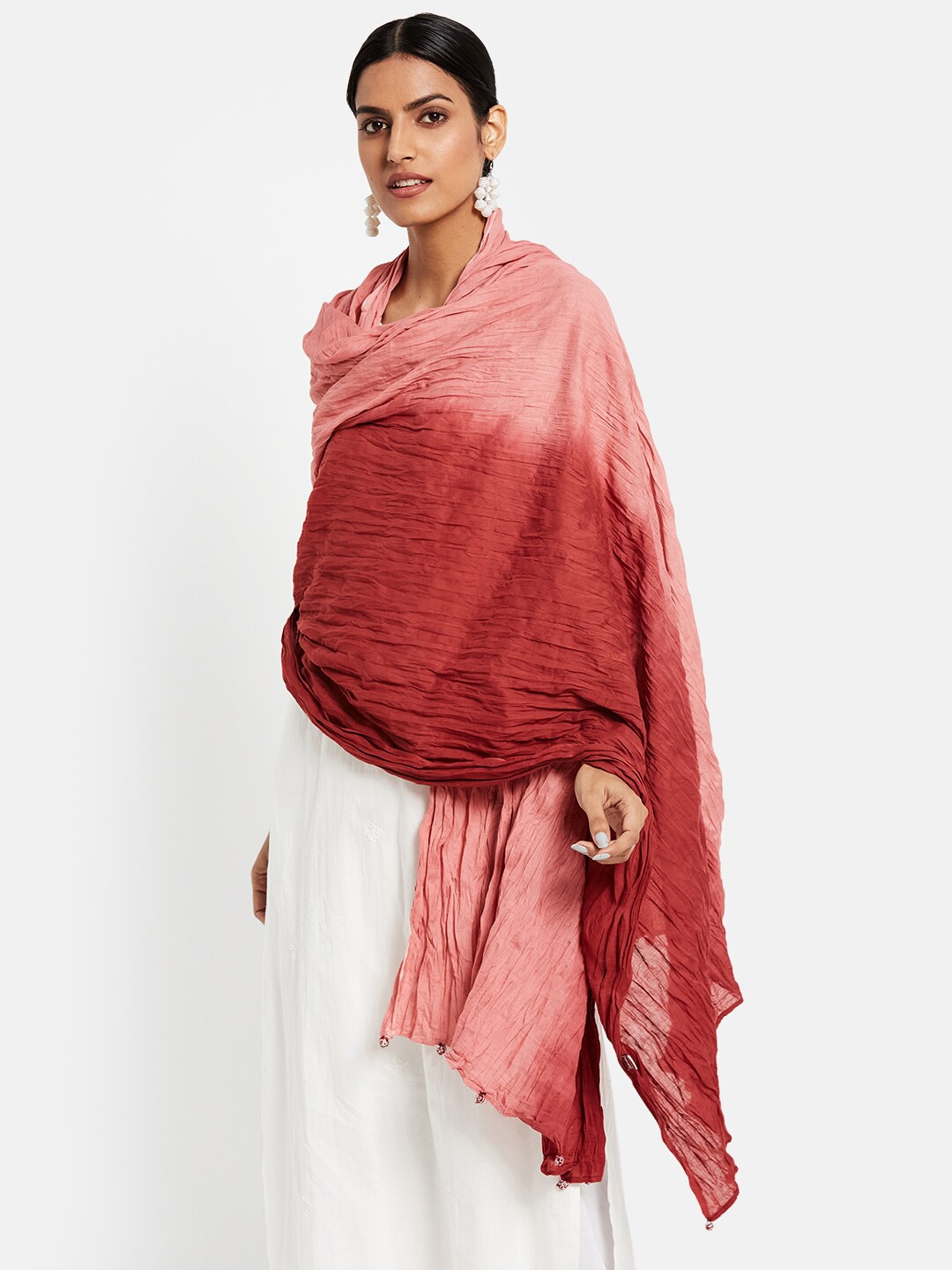 

Fabindia FabBasic Pink & Red Ombre Pure Cotton Dupatta