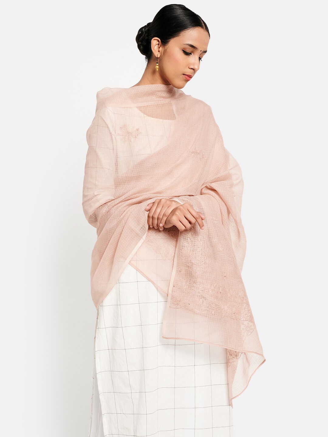 

Fabindia Rose Embroidered Cotton Silk Dupatta