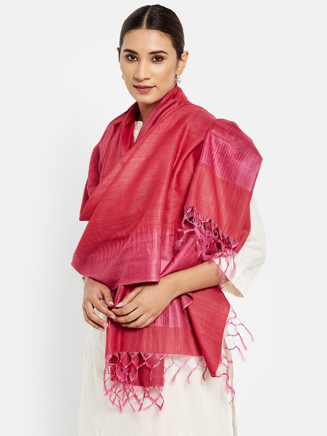 

Fabindia Red Cotton Silk Dupatta