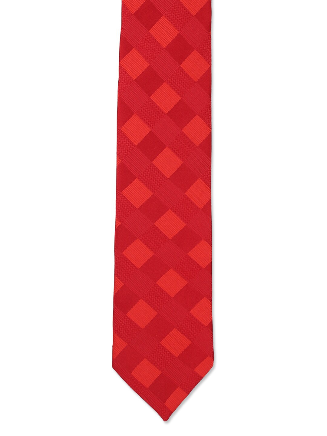 

Peter England Men Red Checked Broad Tie