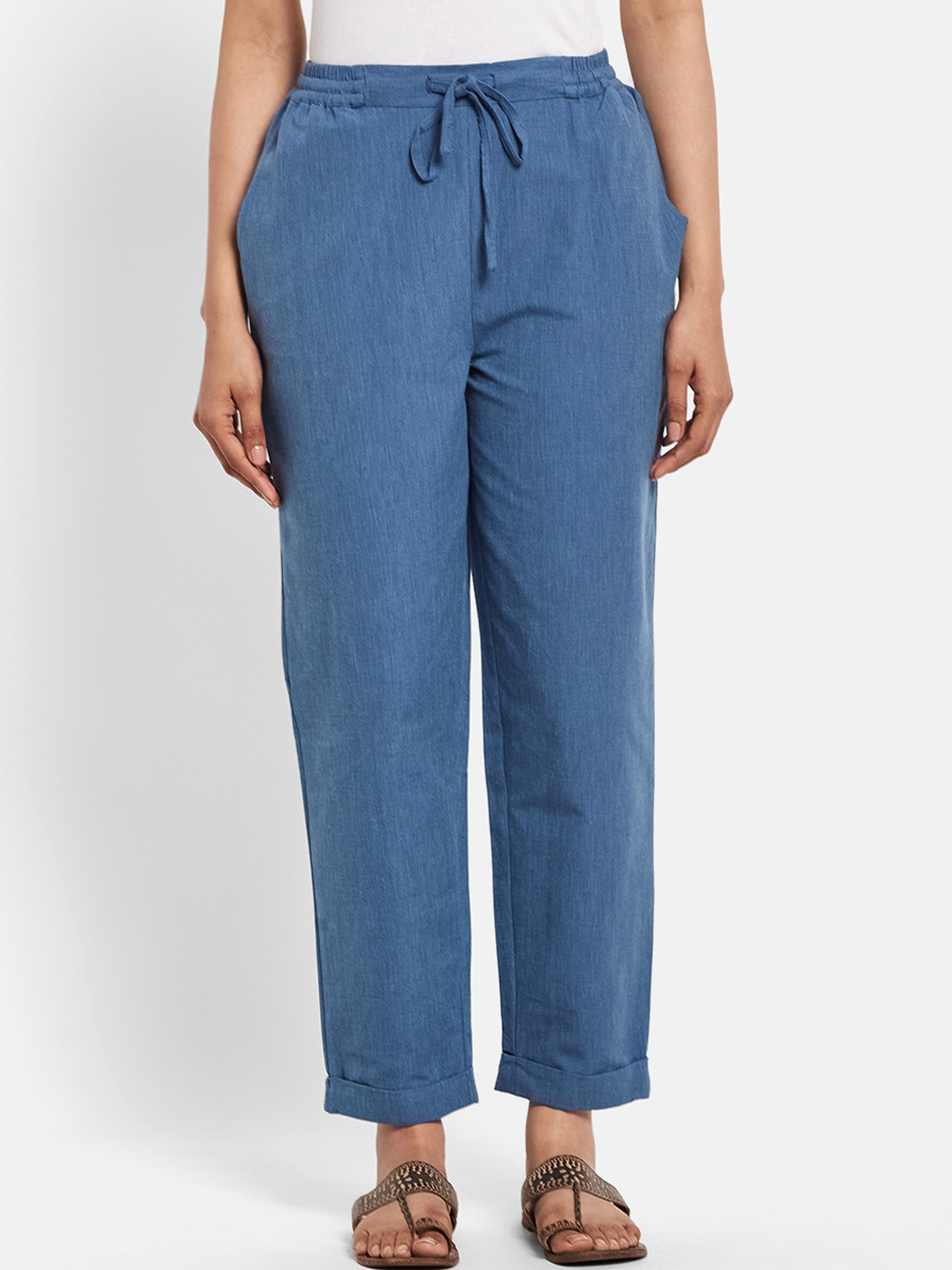 

Fabindia Women Blue Trousers
