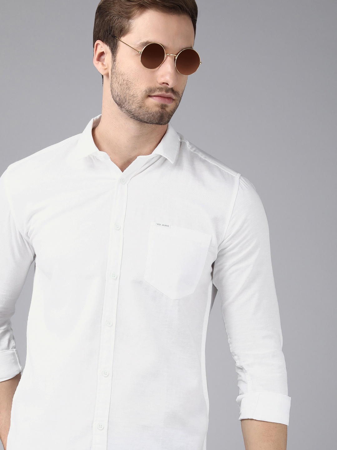 

Voi Jeans Men White Standard Slim Fit Cotton Casual Shirt