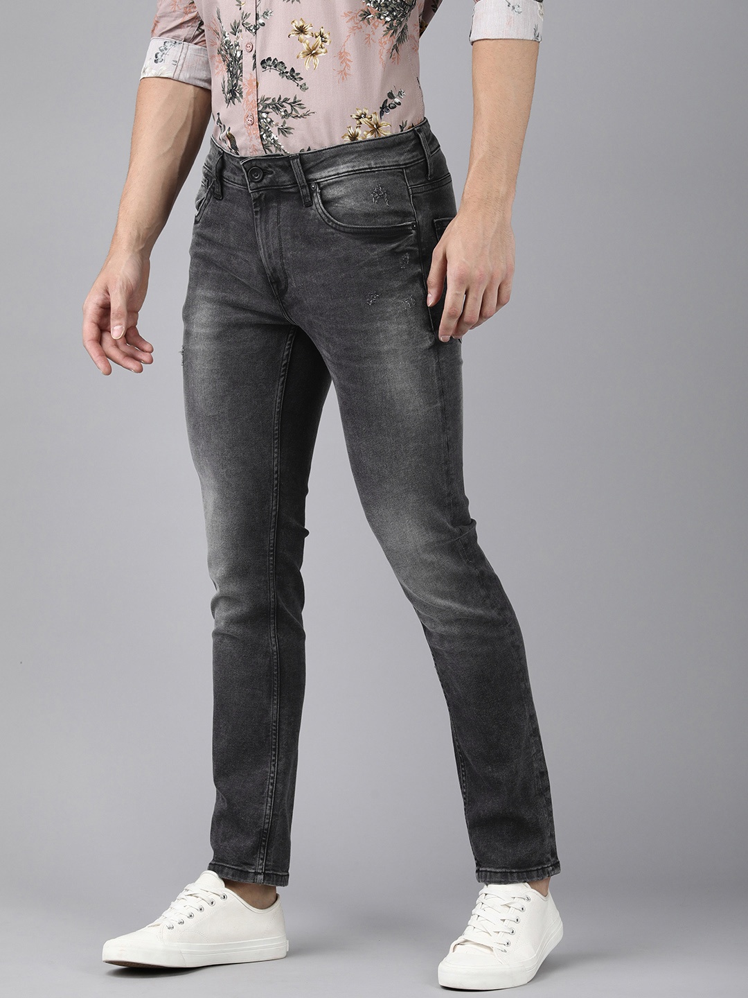 

Voi Jeans Men Black Skin Tight Skinny Fit Light Fade Stretchable Jeans