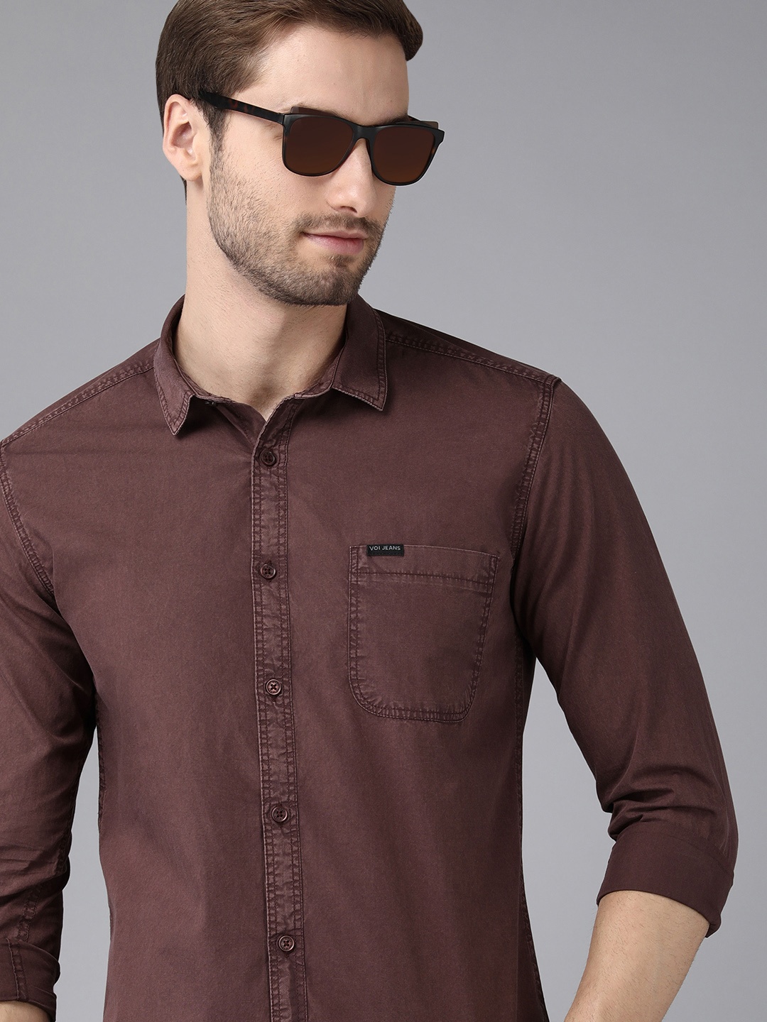 

Voi Jeans Men Maroon Standard Slim Fit Cotton Casual Shirt
