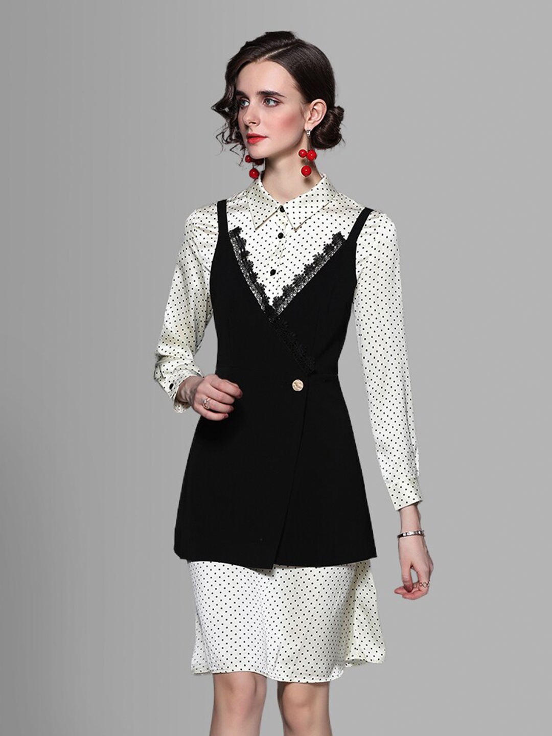 

JC Collection Women Black & White Printed Co-ords Set
