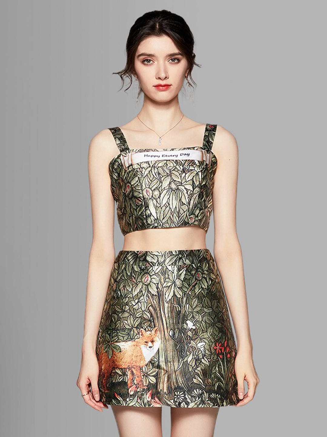 

JC Collection Women Green & Red Printed Co-ords Set