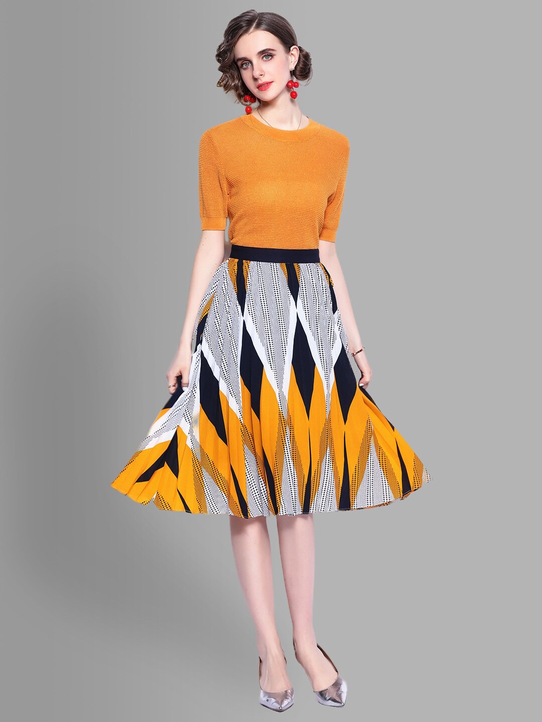 

JC Collection Women Yellow & Black Printed Co-ords Set