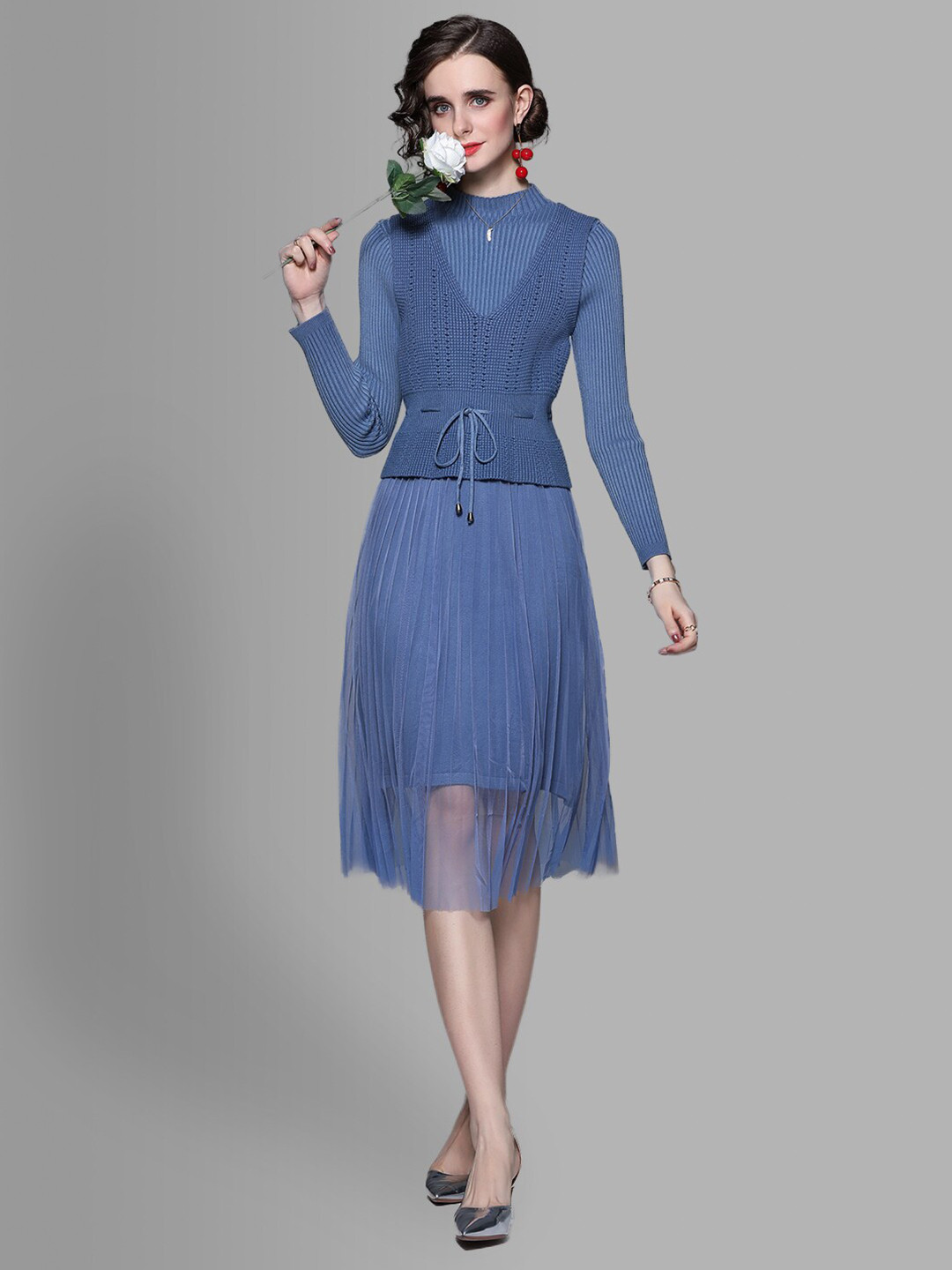 

JC Collection Women Blue Solid Co-ords Set