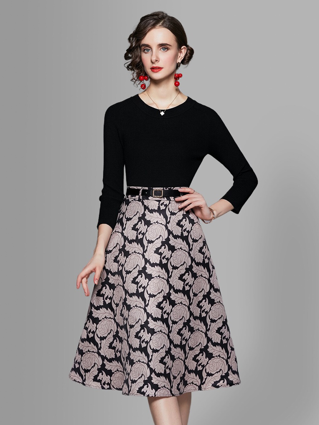 

JC Collection Women Black & Pink Printed Co-ords Set