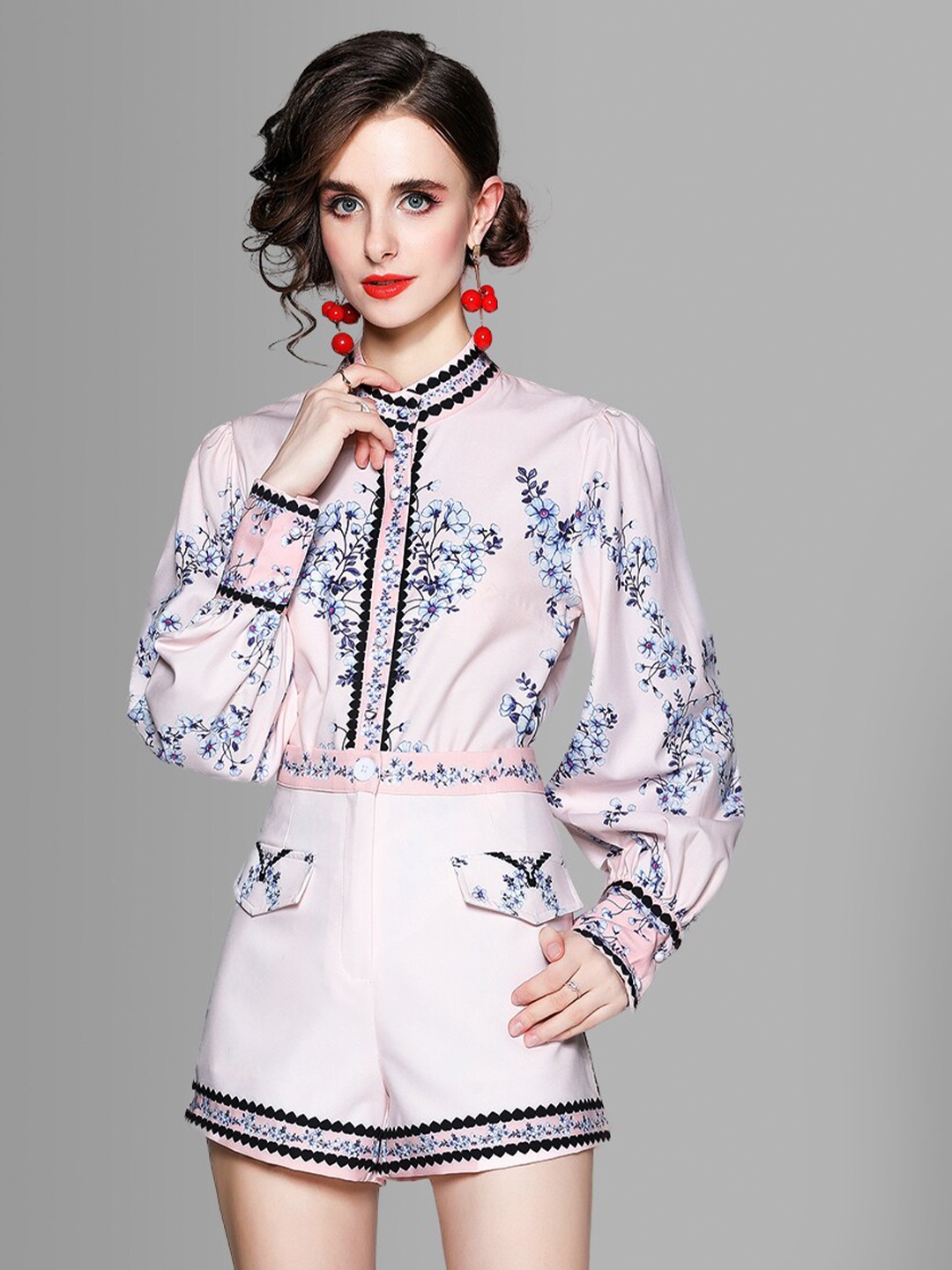 

JC Collection Women Pink & Blue Printed Shirt with Shorts