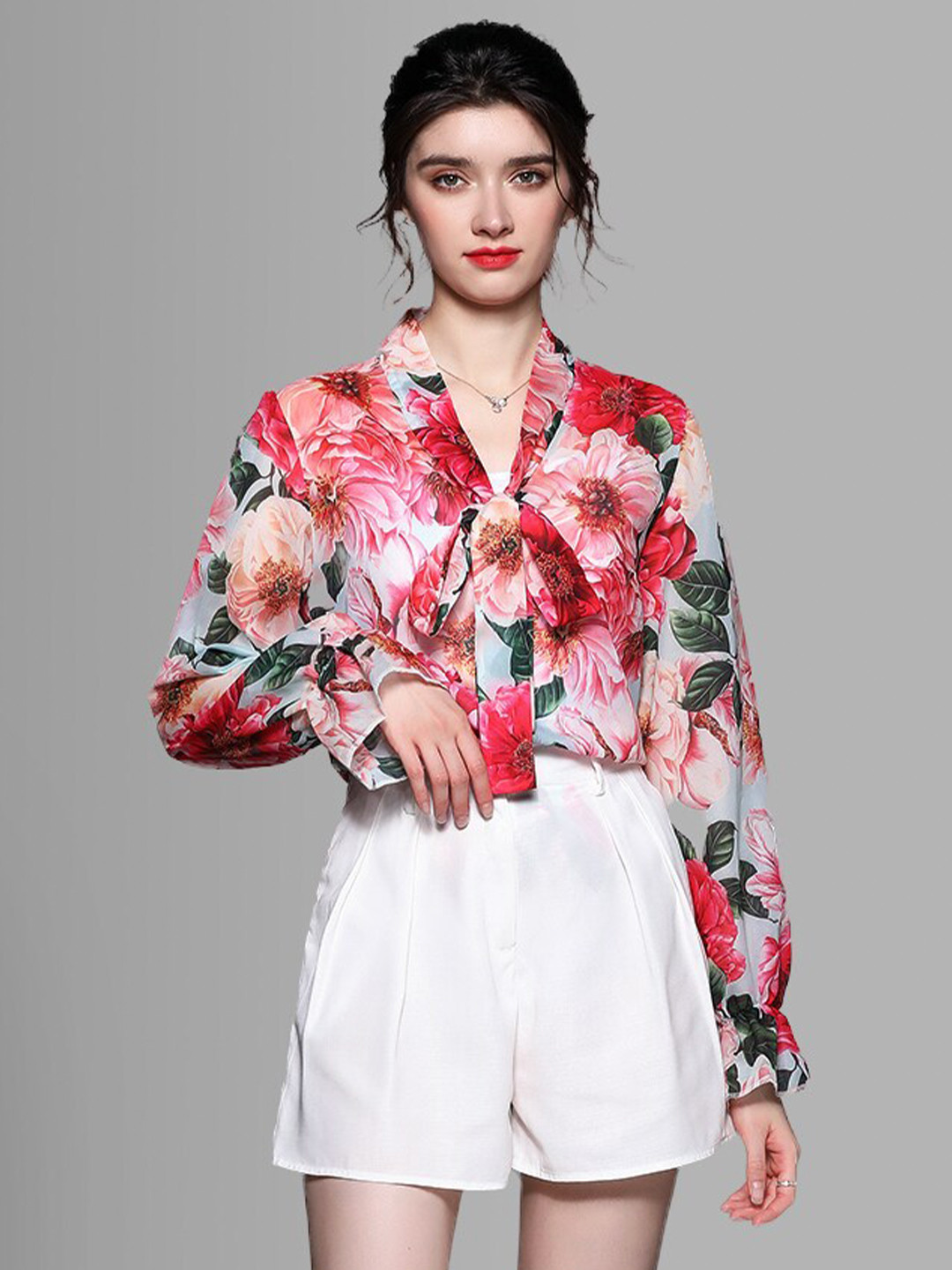 

JC Collection Women Red & White Printed Shirt with Shorts