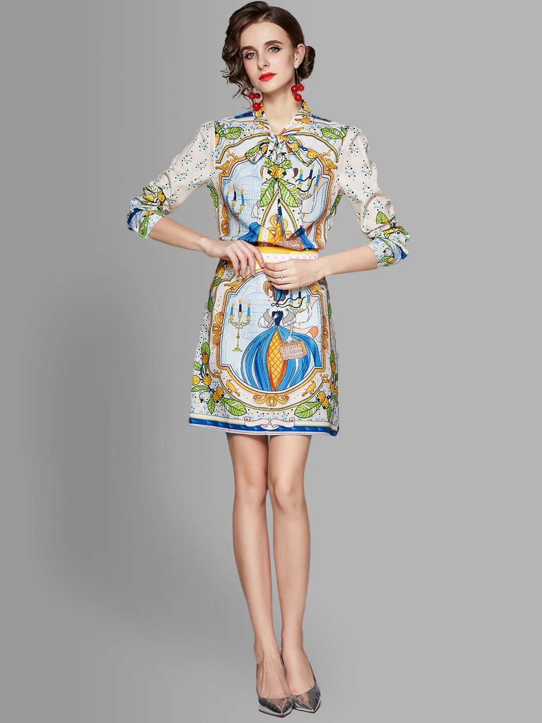 

JC Collection Women Blue & Green Printed Co-ords Set