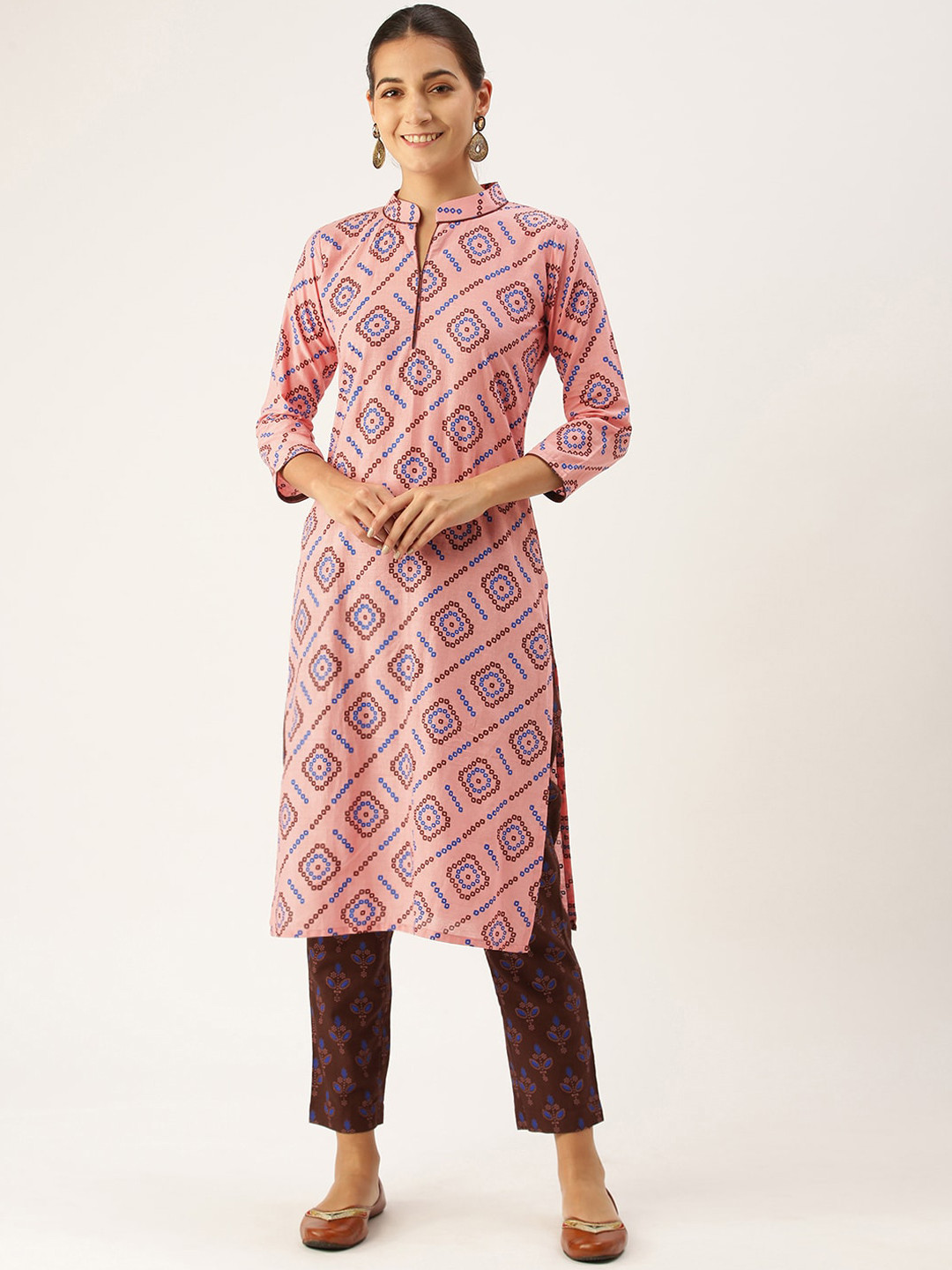 

Somras Women Pink Printed Pure Cotton Kurta with Trousers