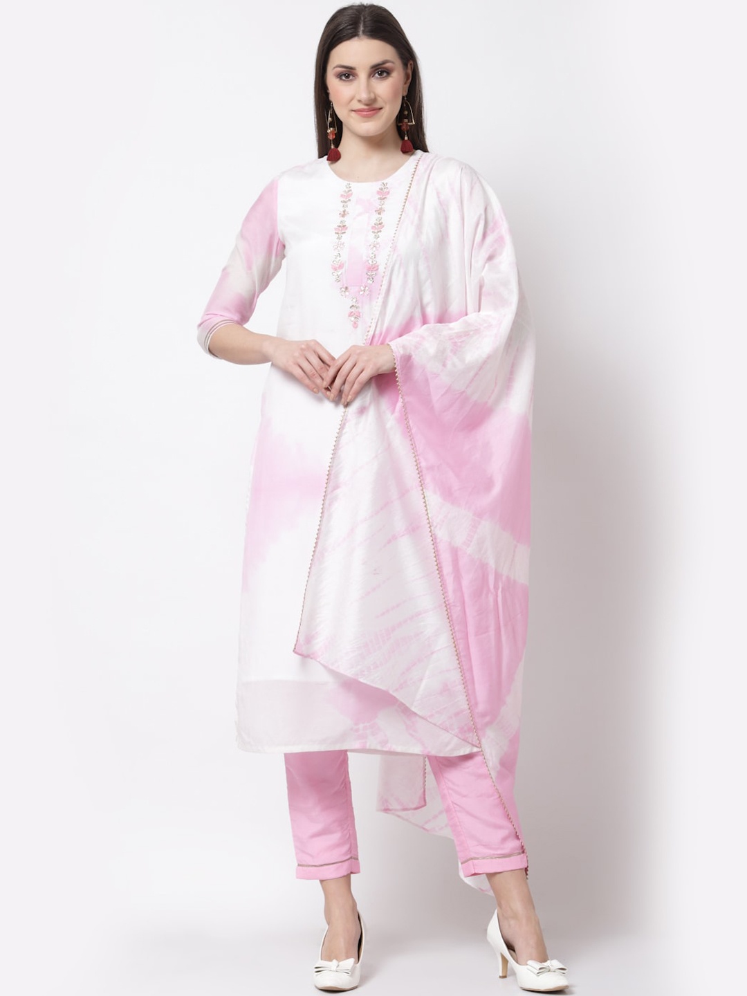 

Myshka Women Pink Ombre Dyed Kurta with Trousers & With Dupatta