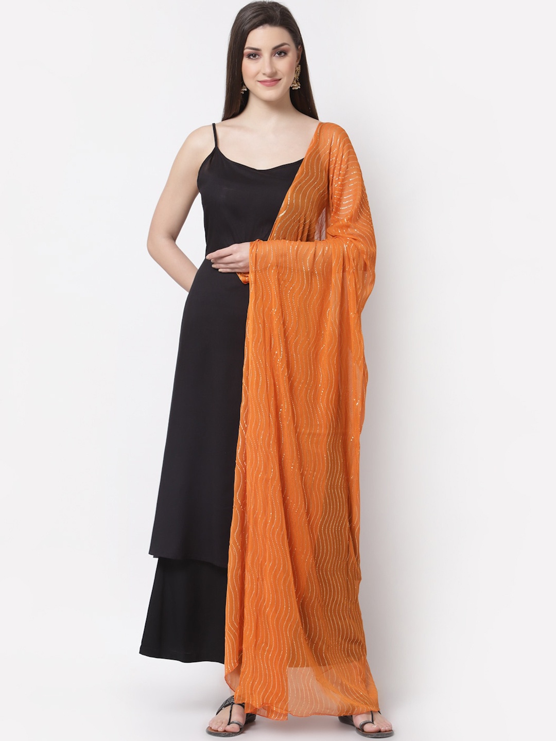 

Myshka Women Black Empire Kurta with Palazzos & With Dupatta