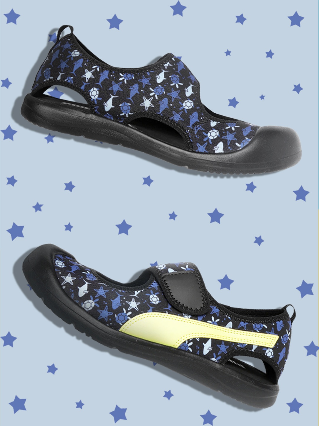 

Puma Unisex Kids Black & Navy Blue Conversational Print Aquacat PS Sneakers