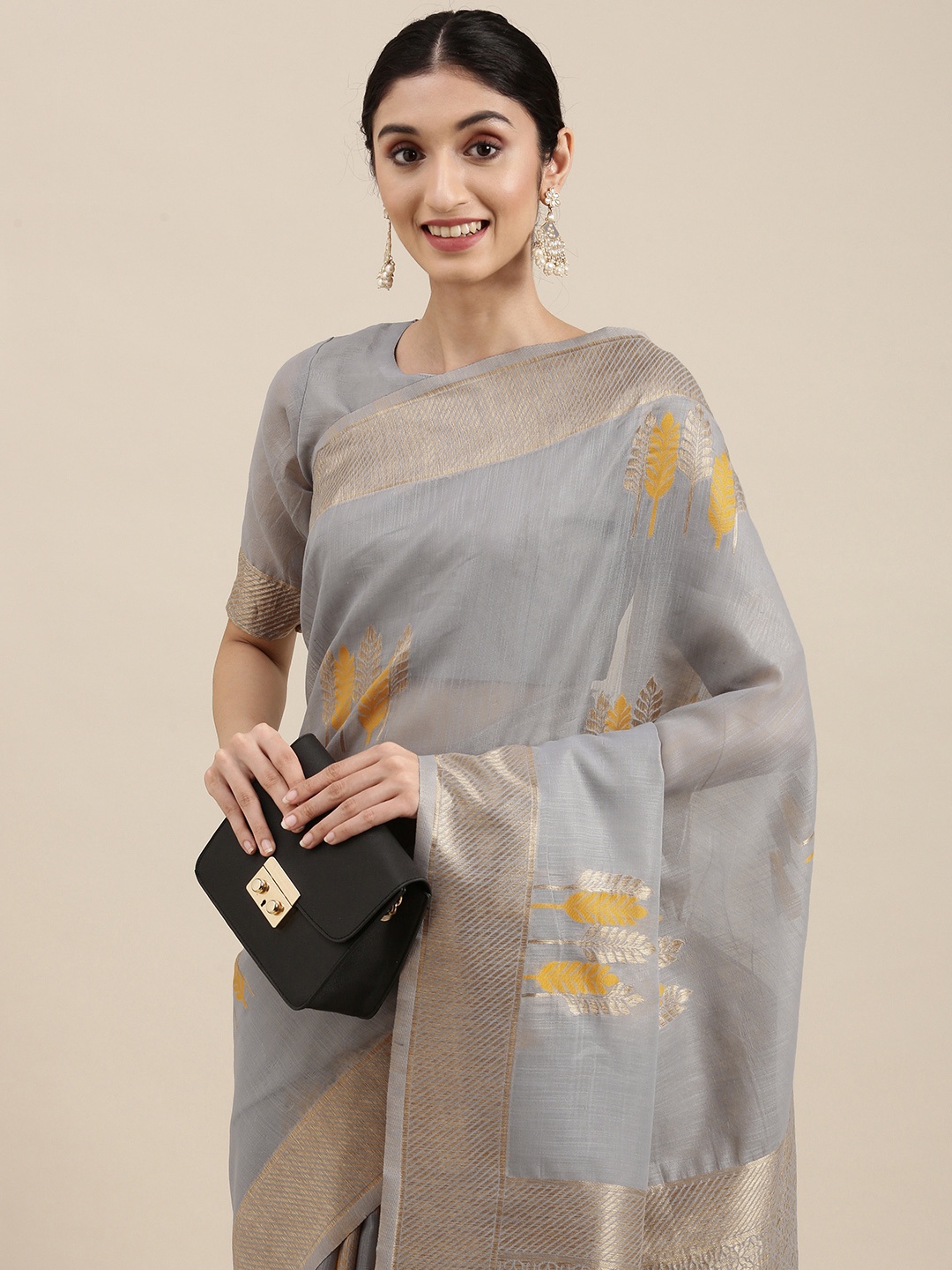 

Mitera Grey & Golden Ethnic Design Banarasi Saree