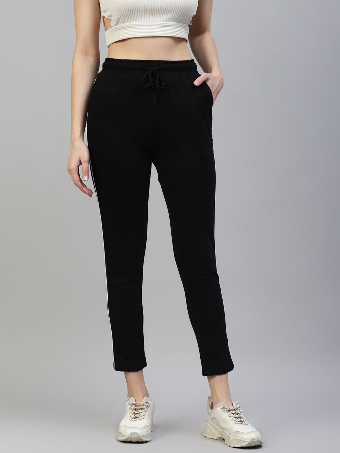 

Laabha Women Black Solid Track Pants