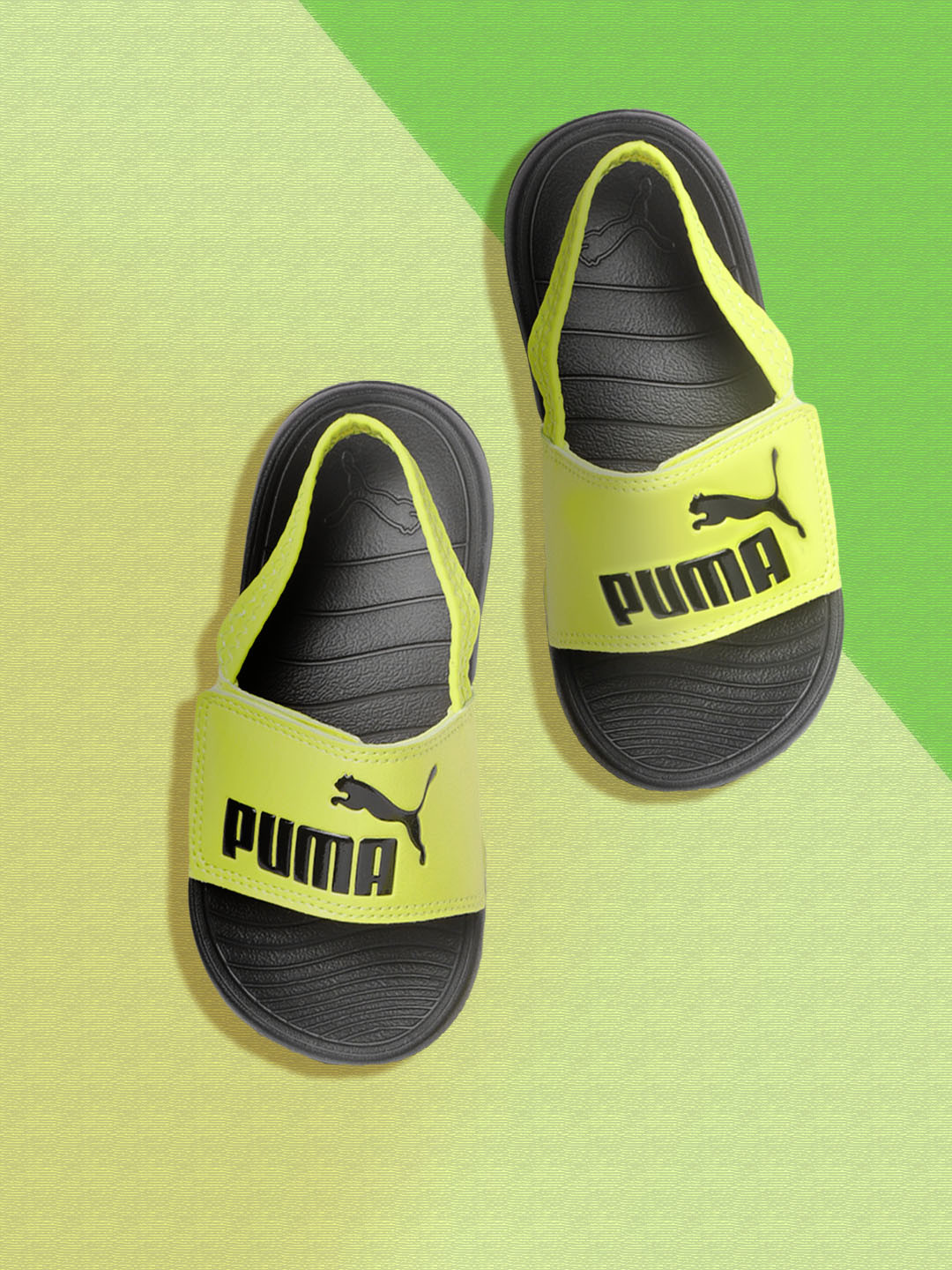 

Puma Unisex Kids Yellow & Black Brand Logo Print Popcat 20 Sliders