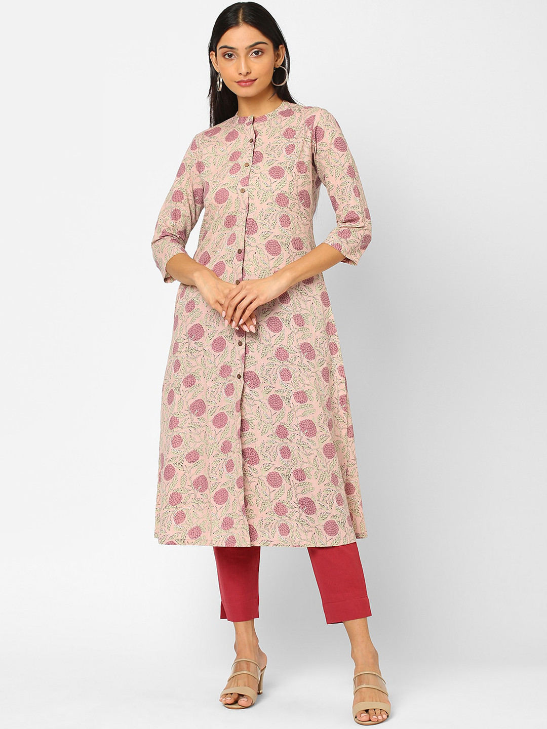 

KAMI KUBI Women Pink Floral Printed Kurta