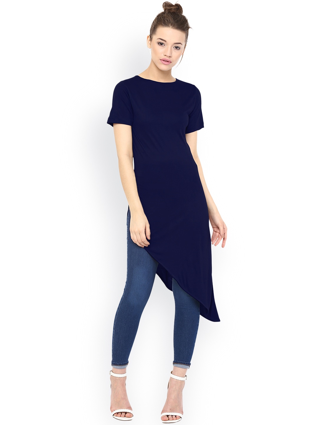 

Miss Chase Women Navy Longline Top, Navy blue