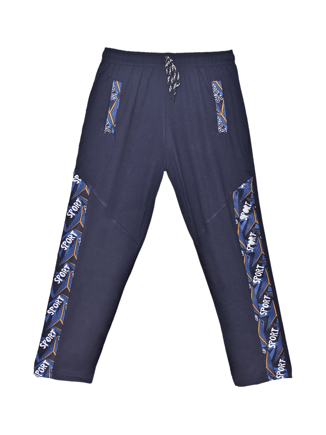 

SWEET ANGEL Boys Navy Blue Printed Regular-Fit Pure Cotton Track Pants