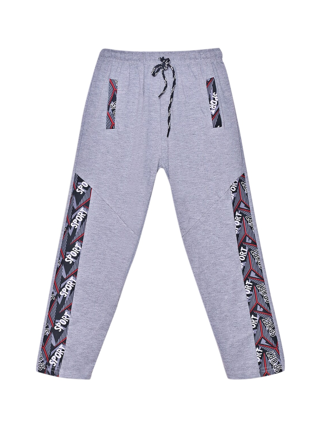 

SWEET ANGEL Boys Grey Melange Typography Printed Cotton Track Pant