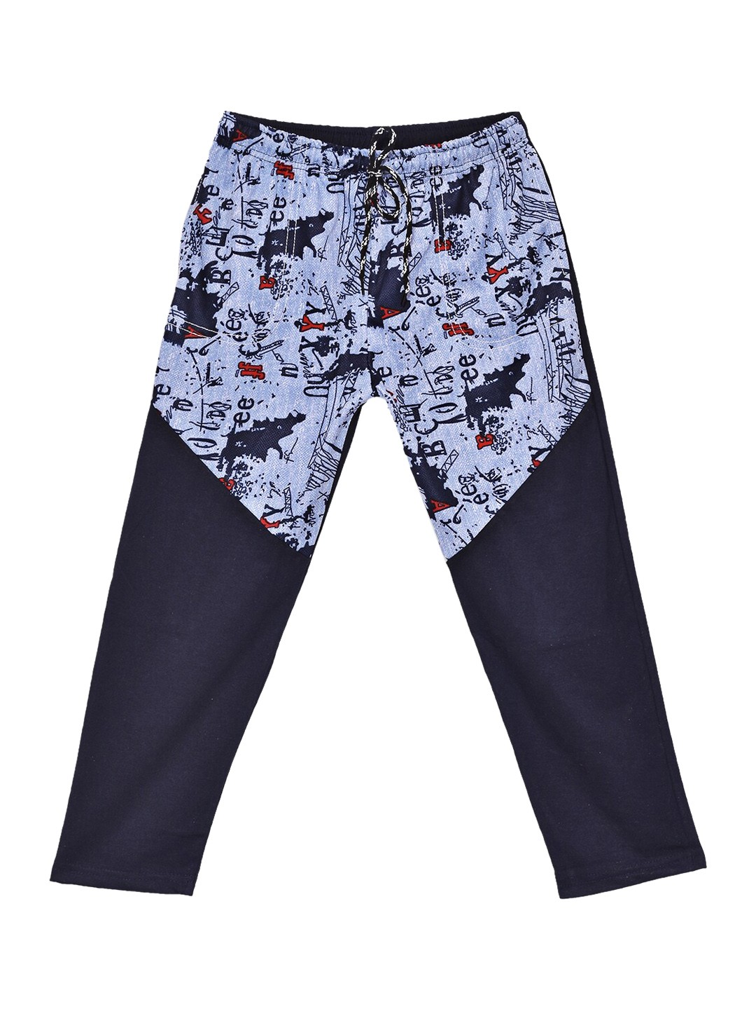 

SWEET ANGEL Boys Navy Blue Printed Pure Cotton Regular Fit Track Pants